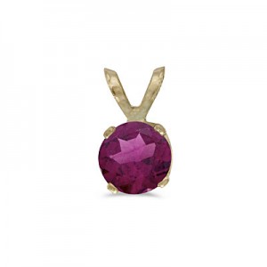 14k Yellow Gold Round Rhodolite Garnet Pendant