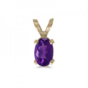 14k Yellow Gold Oval Amethyst Pendant