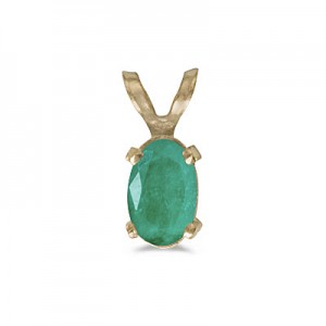 14k Yellow Gold Oval Emerald Pendant