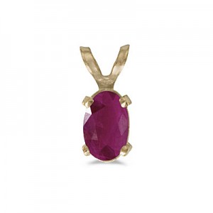 14k Yellow Gold Oval Ruby Pendant