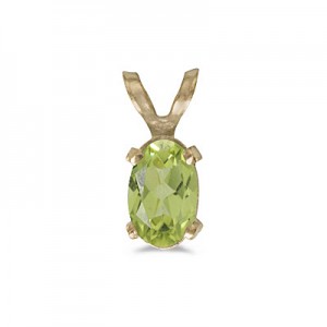 14k Yellow Gold Oval Peridot Pendant