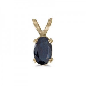 14k Yellow Gold Oval Sapphire Pendant