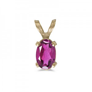 14k Yellow Gold Oval Pink Topaz Pendant