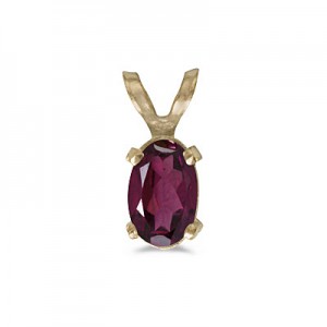 14k Yellow Gold Oval Rhodolite Garnet Pendant