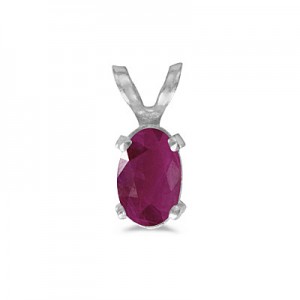 14k White Gold Oval Ruby Pendant