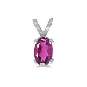 14k White Gold Oval Pink Topaz Pendant