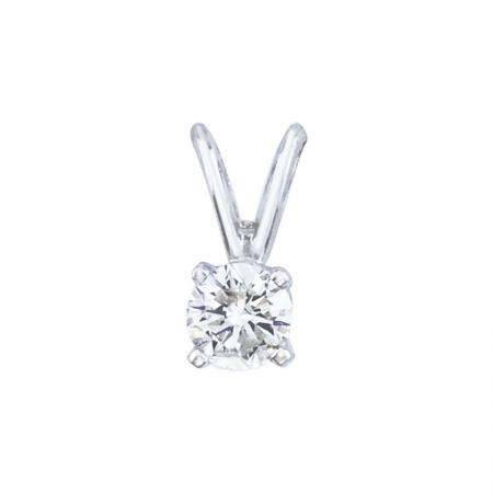 14K White Gold .15 Ct Diamond Solitaire Pendant