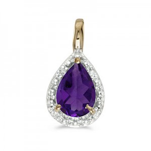 14k Yellow Gold Pear Amethyst Pendant