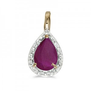 14k Yellow Gold Pear Ruby Pendant