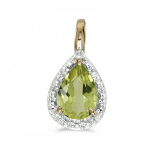 14k Yellow Gold Pear Peridot Pendant