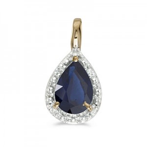 14k Yellow Gold Pear Sapphire Pendant