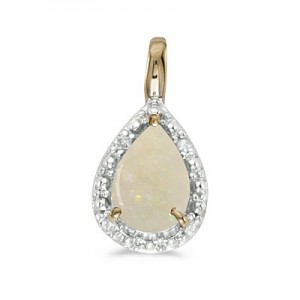 14k Yellow Gold Pear Opal Pendant