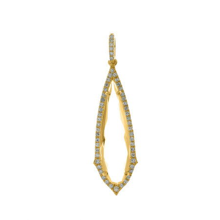 14K Yellow Gold Long Fancy White Topaz and Diamond Dangle Pendant