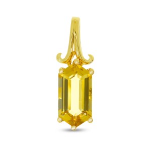 14K Yellow Gold Hexagon Citrine Semi Precious Pendant