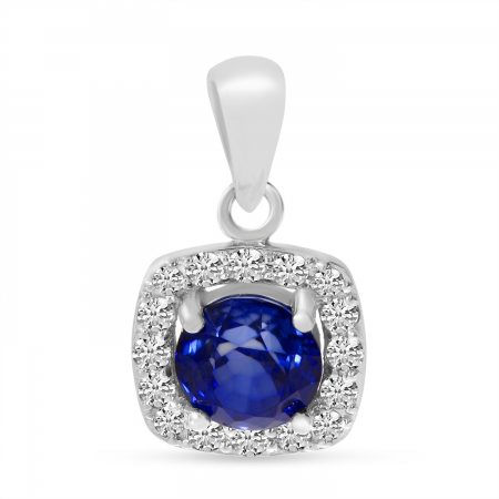 14K Yellow Gold Diamond Square Halo Precious Pendant