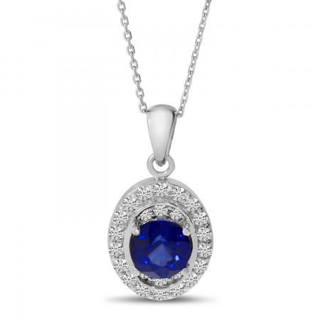 14K White Gold Diamond Round Halo Precious Pendant 