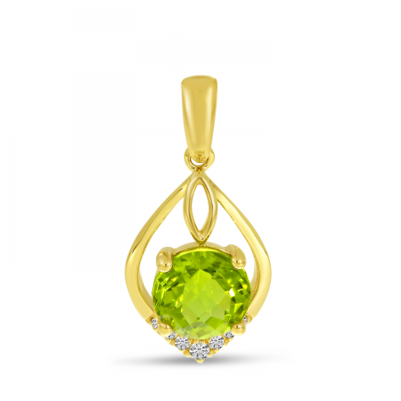 14K Yellow Gold Round Peridot Shape Pendant