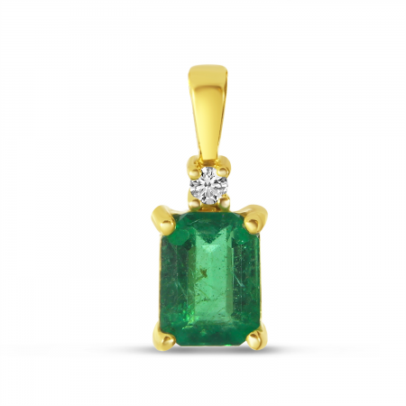 14K Yellow Gold Precious Emerald Cut Pendant