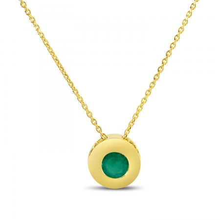 14K Yellow Gold White Topaz Round Bezel Necklace