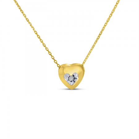14K Yellow Gold White Topaz Heart Bezel Necklace