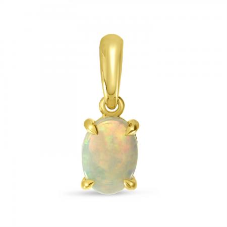 14K Yellow Gold Oval Opal Pendant