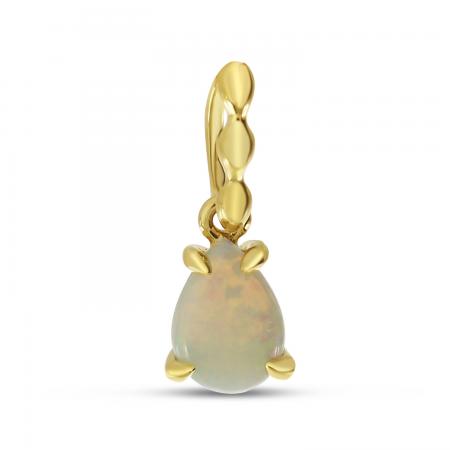 14K Yellow Gold Pear Opal Beaded Bale Pendant