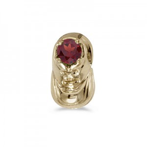 10k Yellow Gold Round Garnet Baby Bootie Pendant