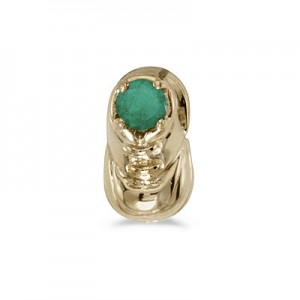 10k Yellow Gold Round Emerald Baby Bootie Pendant