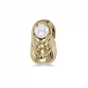 10k Yellow Gold Pearl Baby Bootie Pendant