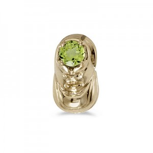 10k Yellow Gold Round Peridot Baby Bootie Pendant