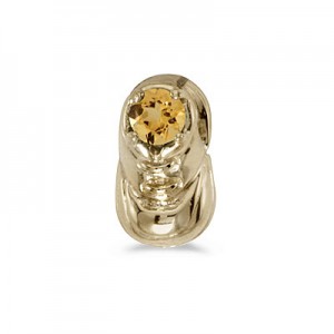 10k Yellow Gold Round Citrine Baby Bootie Pendant