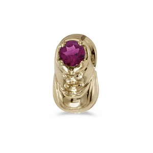 10k Yellow Gold Round Rhodolite Garnet Baby Bootie Pendant