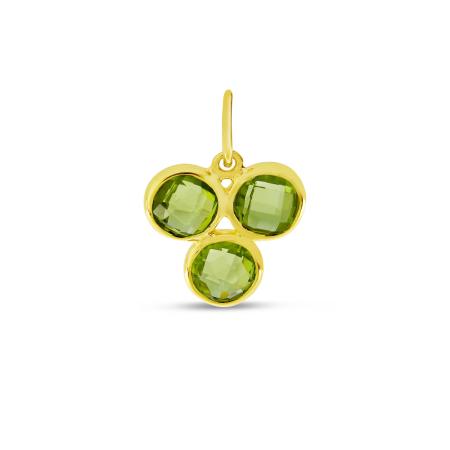 14K Yellow Gold Triple Cluster Peridot Bezel Pendant