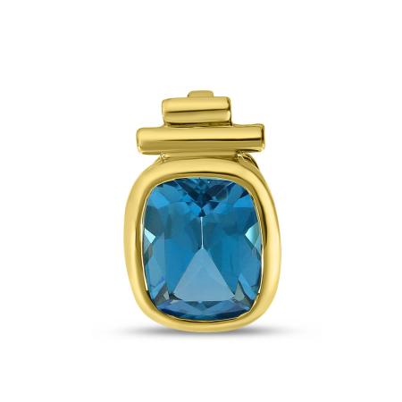 14K Yellow Gold Cushion Blue Topaz Pendant
