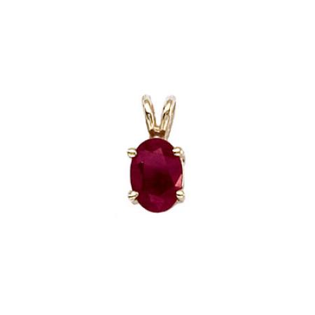 14K Yellow Gold Oval Ruby Pendant
