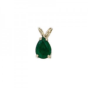 14K Yellow Gold Pear Emerald Pendant