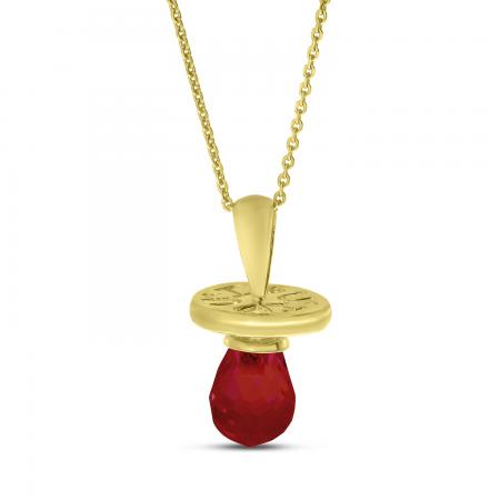 14K Yellow Gold Synthetic Garnet Hushabye Pendant