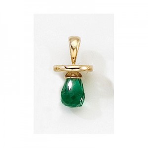 14K Yellow Gold Synthetic Emerald Hushabye Pendant
