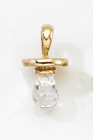 10K Yellow Gold Synthetic White Topaz Hushabye Pendant