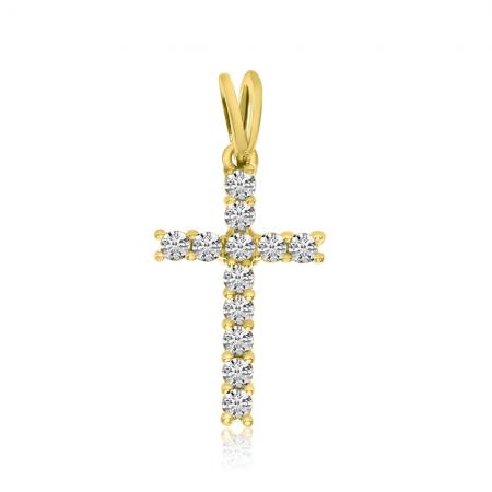 14K Yellow Gold Diamond Cross Pendant