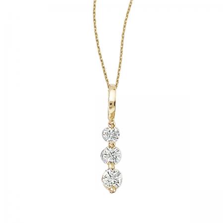 14k Yellow Gold 0.25 Ct Three Stone Diamond Pendant