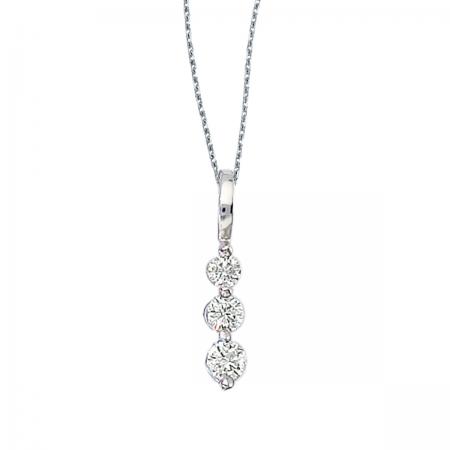 14k White Gold 0.25 Ct Three Stone Diamond Pendant