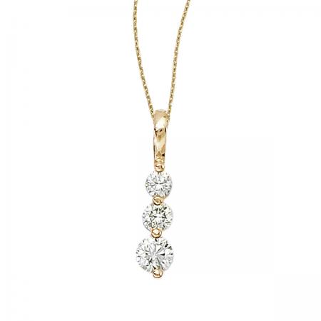 14k Yellow Gold 0.50 Ct Three Stone Diamond Pendant