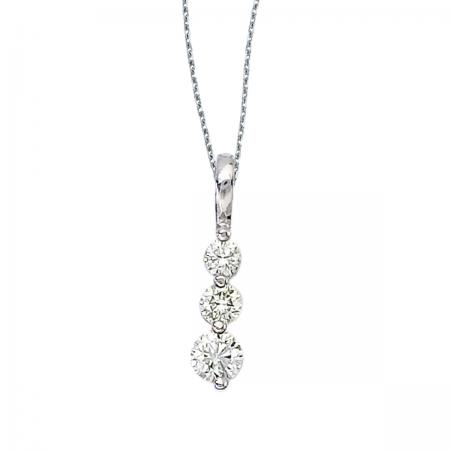 14k White Gold 0.50 Ct Three Stone Diamond Pendant