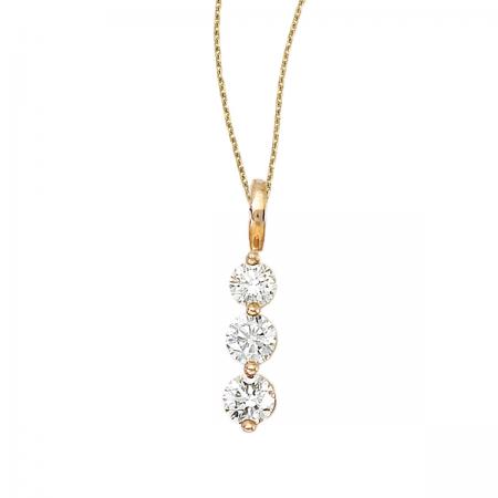 14k Yellow Gold .75 Ct Three Stone Diamond Pendant