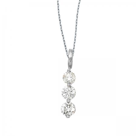 14k White Gold .75 Ct Three Stone Diamond Pendant