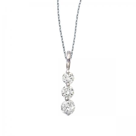 14K White Gold 3 Stone 1 Ct Graduated Diamond Pendant