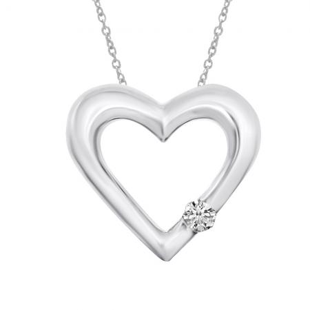 14K White Gold Diamond Heart Pendant