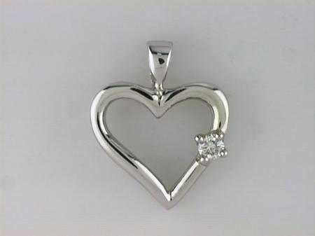 14K White Gold Diamond Heart Pendant