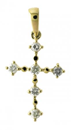 14K Yellow Gold Diamond Cross Pendant